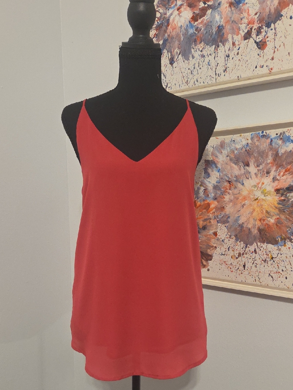 Red V-Neck Cami Tank Top - Women's
